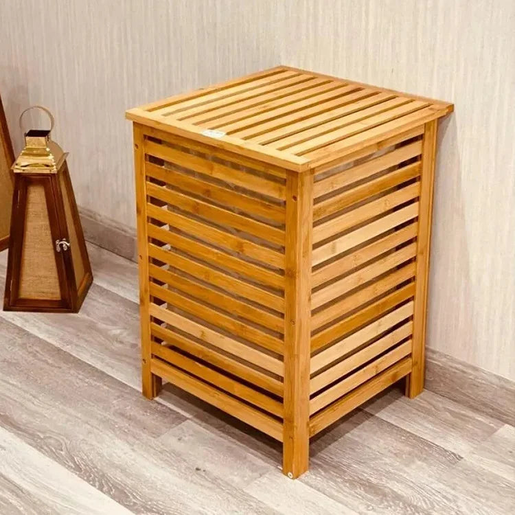 Household Washing Room Dirty Clothes Storage Bamboo Hamper Laundry Basket with Lids