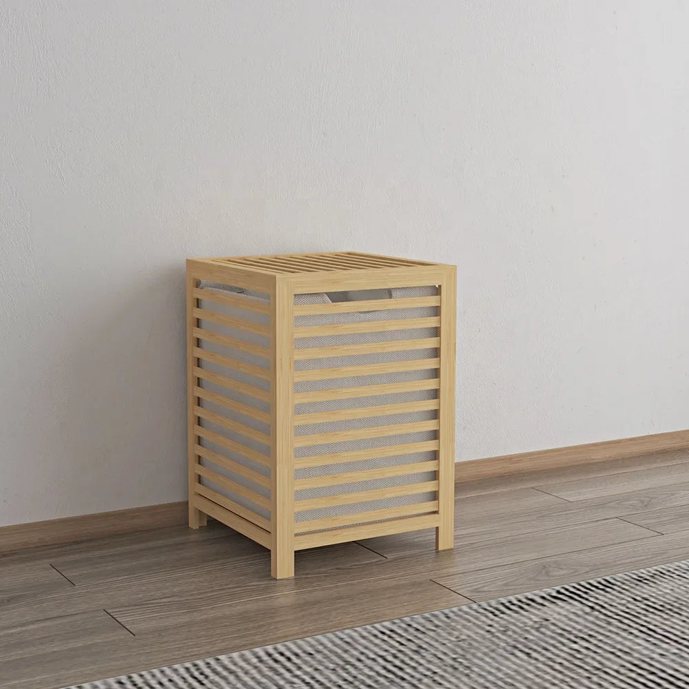Household Washing Room Dirty Clothes Storage Bamboo Hamper Laundry Basket with Lids