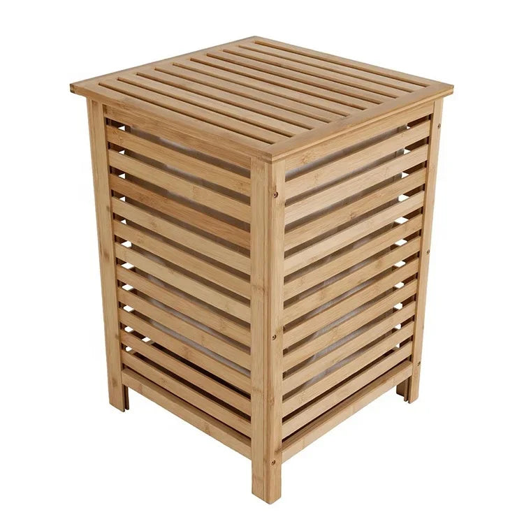 Household Washing Room Dirty Clothes Storage Bamboo Hamper Laundry Basket with Lids
